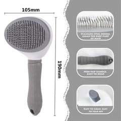 Pet Grooming Comb – Automatic Hair Removal, Stainless Steel Needles