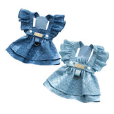 Denim Dog Dress with Leash Ring – Cute & Comfortable Outfit for Small Dogs