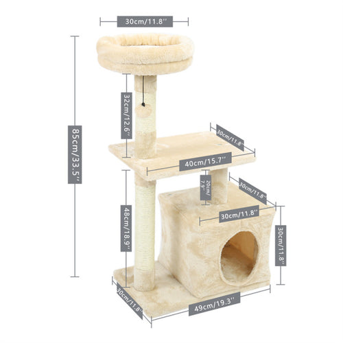 Cat Tree Tower with Scratching Posts, Hammocks & Perches