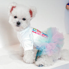 It’s My Birthday!” Tutu Dress for Small Dogs – Rainbow Pet Party Outfit