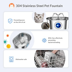 3.2L Stainless Steel Pet Water Fountain with LED Light – Quiet, Automatic & Hygienic for Cats & Dogs