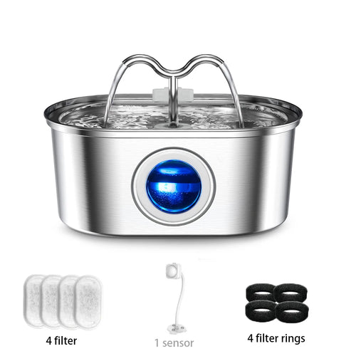 3.2L Stainless Steel Pet Water Fountain with LED Light – Quiet, Automatic & Hygienic for Cats & Dogs